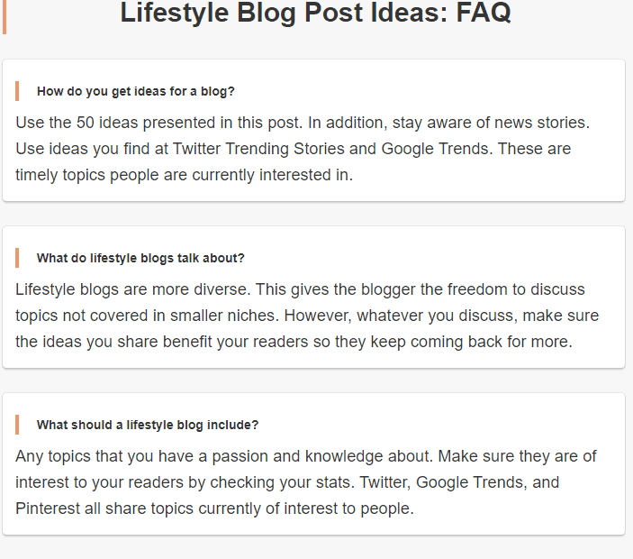 FAQ section at the end of blog post